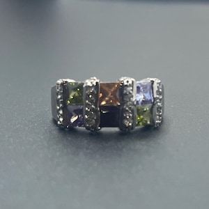 Regenboogring 925, regenboogring sterlingzilver, ring gekleurde zirkonia, regenboogringen, Pride-sieraden, fijne sieraden, LGBT 925-ring