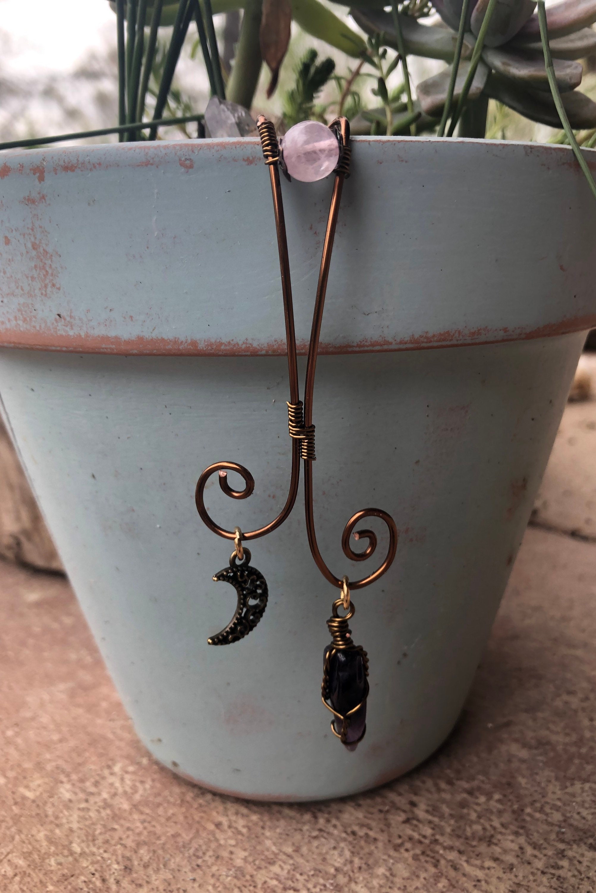 Amethyst Flower Pot Decor Crystal Flower Pot Hugger Garden Etsy