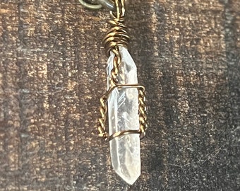 Quartz Crystal Point Necklace 18”, Arkansas Earth Mined Quartz, Crystal Necklace, Wire Wrapped Crystal Necklace