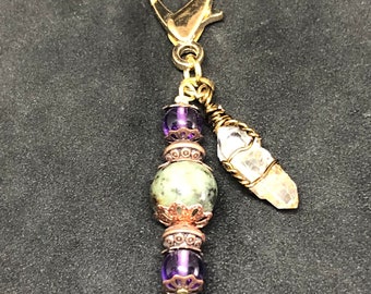 Moss Agate Amethyst Crystal Pet Charm, Inflammation Pet Charm, Healing Collar Charm, Crystal Collar Charm, Healing Gemstone Collar Charm