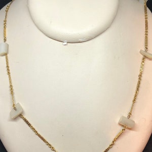 Vintage Les Bernard Mother Of Pearl Gold Necklace