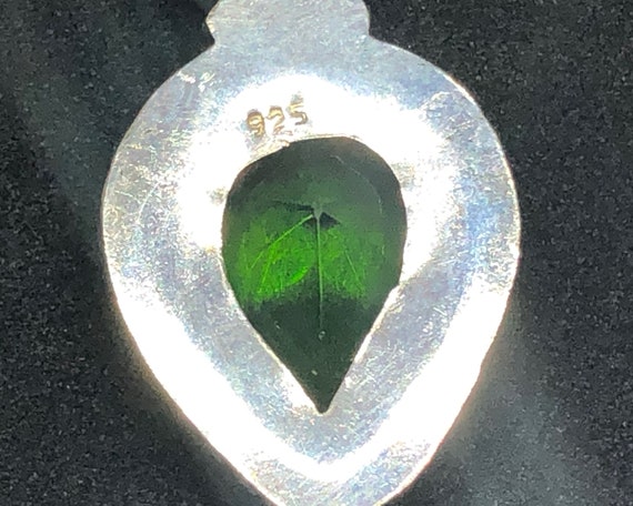 Large Green Gemstone Sterling Silver Earrings, Gr… - image 5