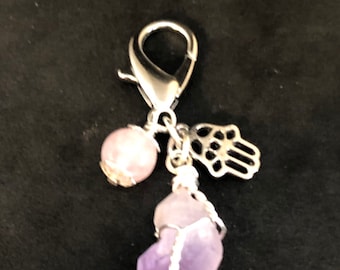 Amethyst & Rose Quartz Pet Charm, Healing Pet Charm, Collar Charm, Crystal Collar Charm, Crystal Pet Charm, Pet Charm, Gemstone Pet Charm