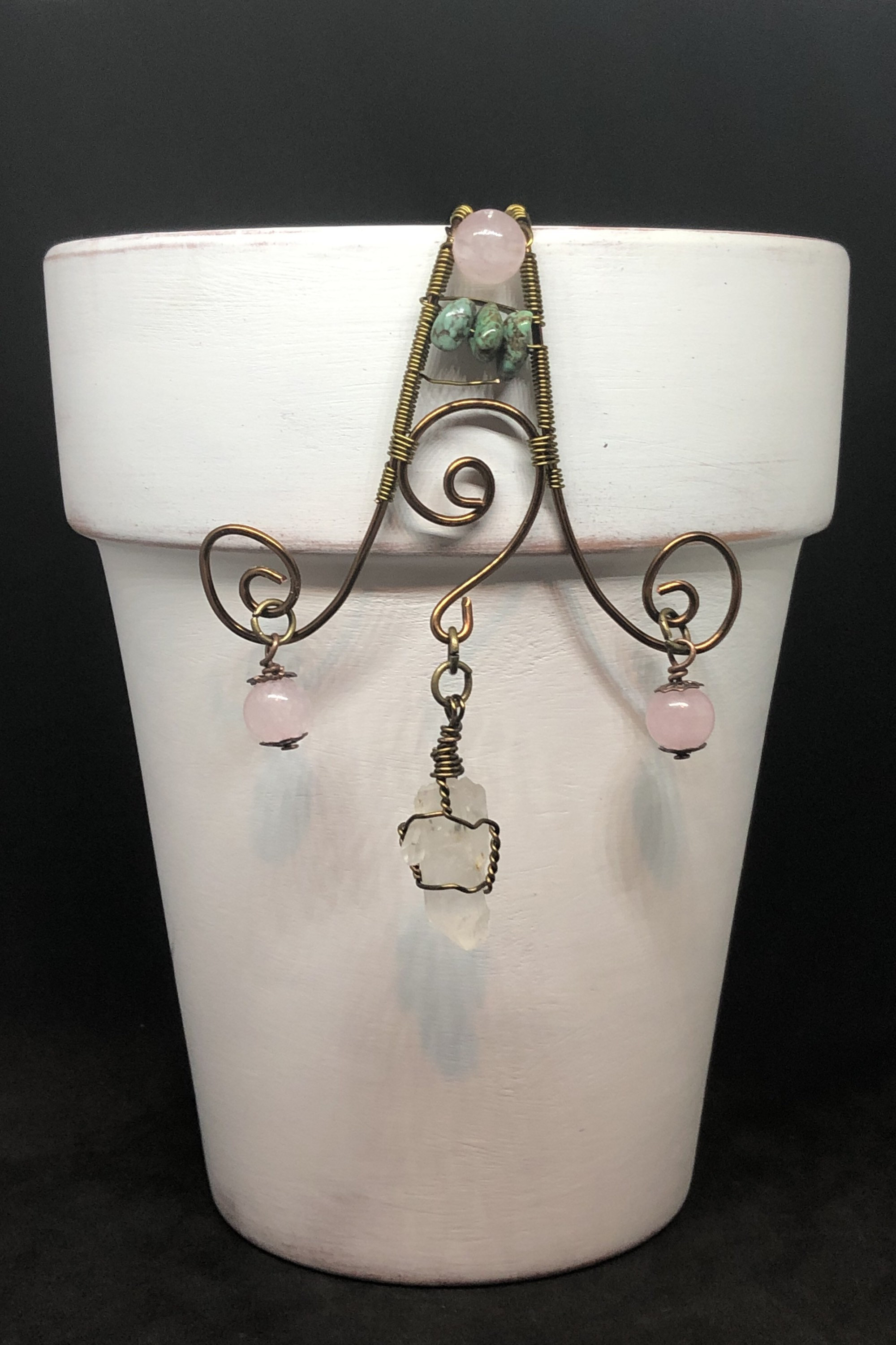 Clear & Rose Quartz Crystal Flower Pot Decoration Planter Pot Etsy