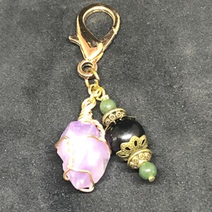 Black & Green Jade Amethyst Pet Charm, Healing Pet Charm, Gemstone Collar Charm, Collar Charm, Crystal Collar Charm