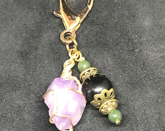 Black & Green Jade Amethyst Pet Charm, Healing Pet Charm, Gemstone Collar Charm, Collar Charm, Crystal Collar Charm