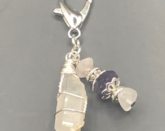 Amethyst & Rosenquarz-Haustier-Charme für ängstliche Haustiere, Rettungs-Haustier-Kristallanhänger, Haustieranhänger, Kristall-Haustieranhänger, Haustieranhänger, Haustieranhänger
