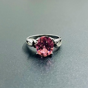 Pink Cubic Zirconia Ring size 10, Statement Ring, Silver Ring, 925 Pink Ring, Ring, Rings, Vintage Silver Ring Size 10, Designer Ring,
