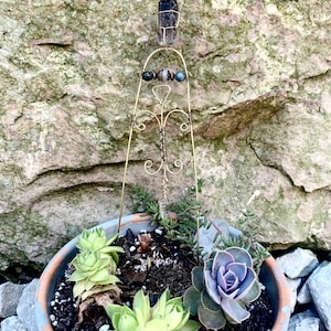 Estaca de planta de quartzo esfumaçado, estaca de planta de cristal, estaca de planta, decoração de jardim de fadas, decoração de jardim de cristal, decoração de jardim, cristal de quartzo