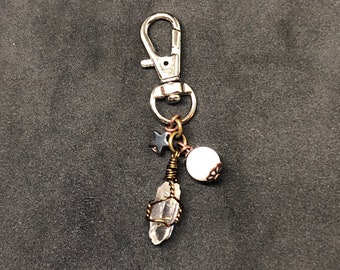 Amuleto curativo para mascotas de piedra lunar y cuarzo, gema curativa para mascotas, amuleto curativo para mascotas