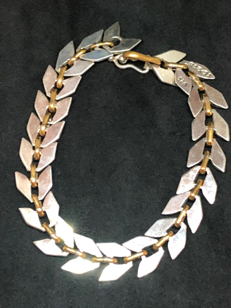 Taxco Silver Vintage Taxco Bracelet Vintage Taxco Mexico Silver /& Brass Bracelet Bracelet