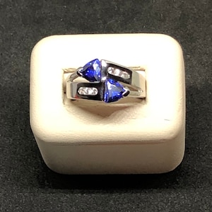 Sapphire & CZ 925 Sterling Ring, Size 7, Libra, Sapphire Ring, Ring, Rings, Sapphire Jewelry, Silver Ring, Silver Rings, Blue Ring Size 7