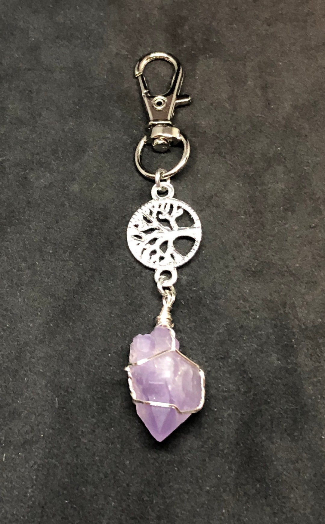 Amethyst Tree of Life Zipper Charm Crystal Keychain Healing - Etsy