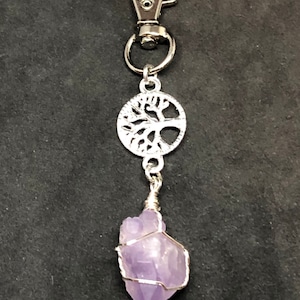 Amethyst Baum des Lebens Reißverschluss Charme, Kristall Schlüsselbund, Heilstein Charme, Kristall Charme
