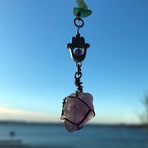 Amethyst Crystal Rearview Decor, Crystal Suncatcher, Suncatcher for Luck, Crystal Car Charm, Car Charm, Lucky Charm, Car Charm for Luck