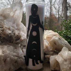Witchy Woman Moon Phase Candle, White Goddess Candle, Moon Ritual Candle, White Candle, Witch Moon Candle