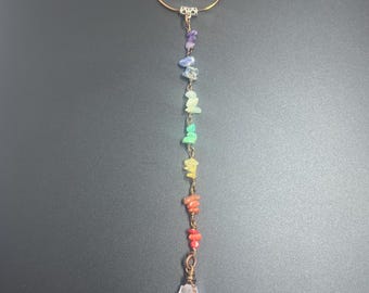 Decoración de espejo retrovisor con piedras de chakra, atrapasol de cristal, accesorios de espejo de amatista, atrapasol, amuleto de cristal para automóvil, accesorios para espejo retrovisor