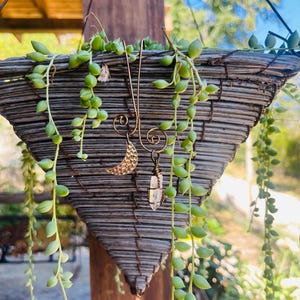 Crystal Moon Planter Decoration, Garden Decor, Pot Hugger, Crystal for Plants, Flower Pot Decor, Fairy Garden, Gift for Plant Lover, Crystal