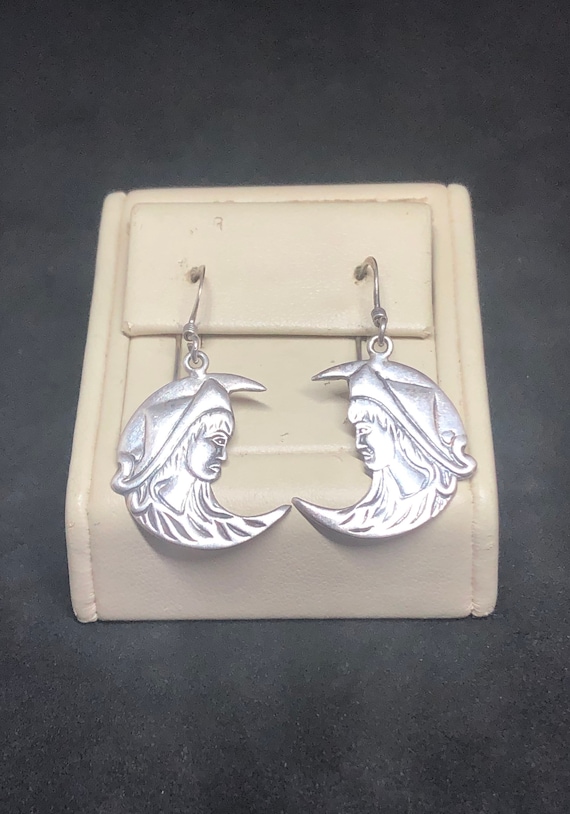Vintage 925 Sterling Silver Moon Earrings, Moon Earrings, Earring, 925 Earrings, Silver Moon Earrings
