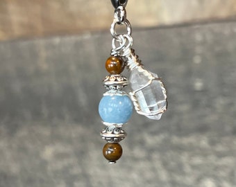 Amuleto de aguamarina para mascotas, amuleto de cristal para mascotas, amuleto calmante para mascotas, amuleto para mascotas, amuleto para collar, joyería para mascotas, amuleto curativo para mascotas, animal