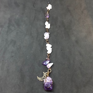 Crystal Rearview Decor, Rose Quartz, Amethyst Suncatcher, Crystal Suncatcher, Moon Rearview Decor, Car Charm, Crystal Car Charm, Charm