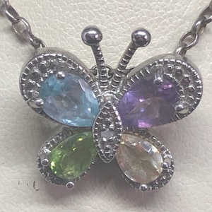 Diamant & Edelstein 925 Schmetterling Halskette, Diamant Schmetterling Halskette, Sterling Silber Edelstein Halskette, Schmetterling, Halskette, Halsketten