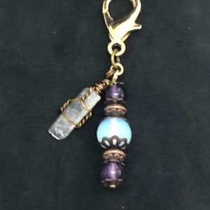 Moonstone, Amethyst Crystal Pet Charm, Crystal Collar Charm, Moonstone Pet Charm, Amethyst Pet Collar Charm, Healing Pet Charm