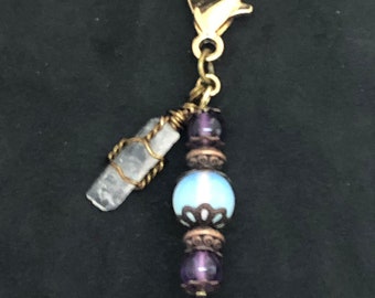 Moonstone, Amethyst Crystal Pet Charm, Crystal Collar Charm, Moonstone Pet Charm, Amethyst Pet Collar Charm, Healing Pet Charm