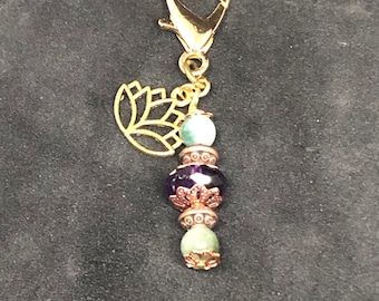 Amethyst Jade Crystal Pet Charm, Healing Pet Charm, Pet Charm, Collar Charm, Crystal Collar Charm, Lotus Flower