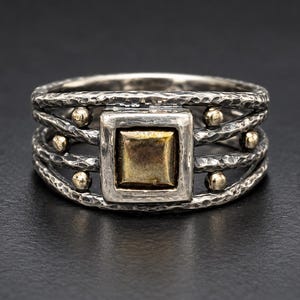 Ny gammaldags vintage Kameleon JewelPop Mirage MR11-ring i sterlingsilver med gulddetaljer i storlek 7, utbytbar Cintage-ring, flerarmigt armband