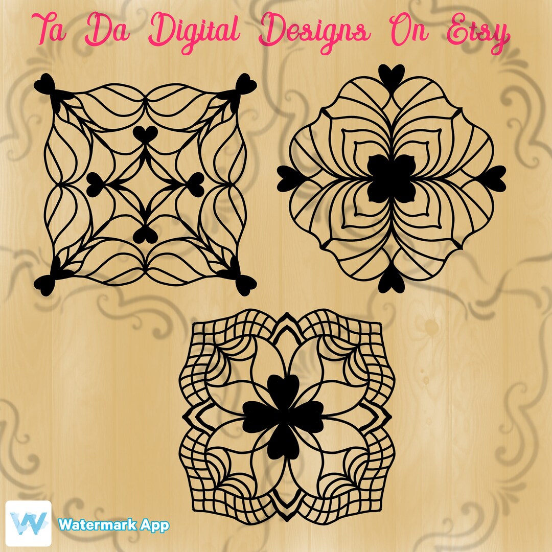 Heart & Flower Mandala SVG Set of 3 - Etsy