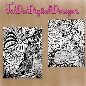 Cat zentangle coloring pages / cat zentangle printables