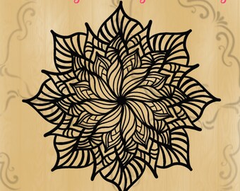 Sunflower Mandala SVG, Zentangle Cut File (PNG)