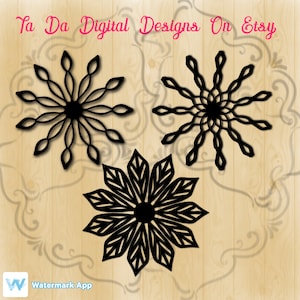 Snowflake svg set of 3 / snowflake png . Snowflake printables