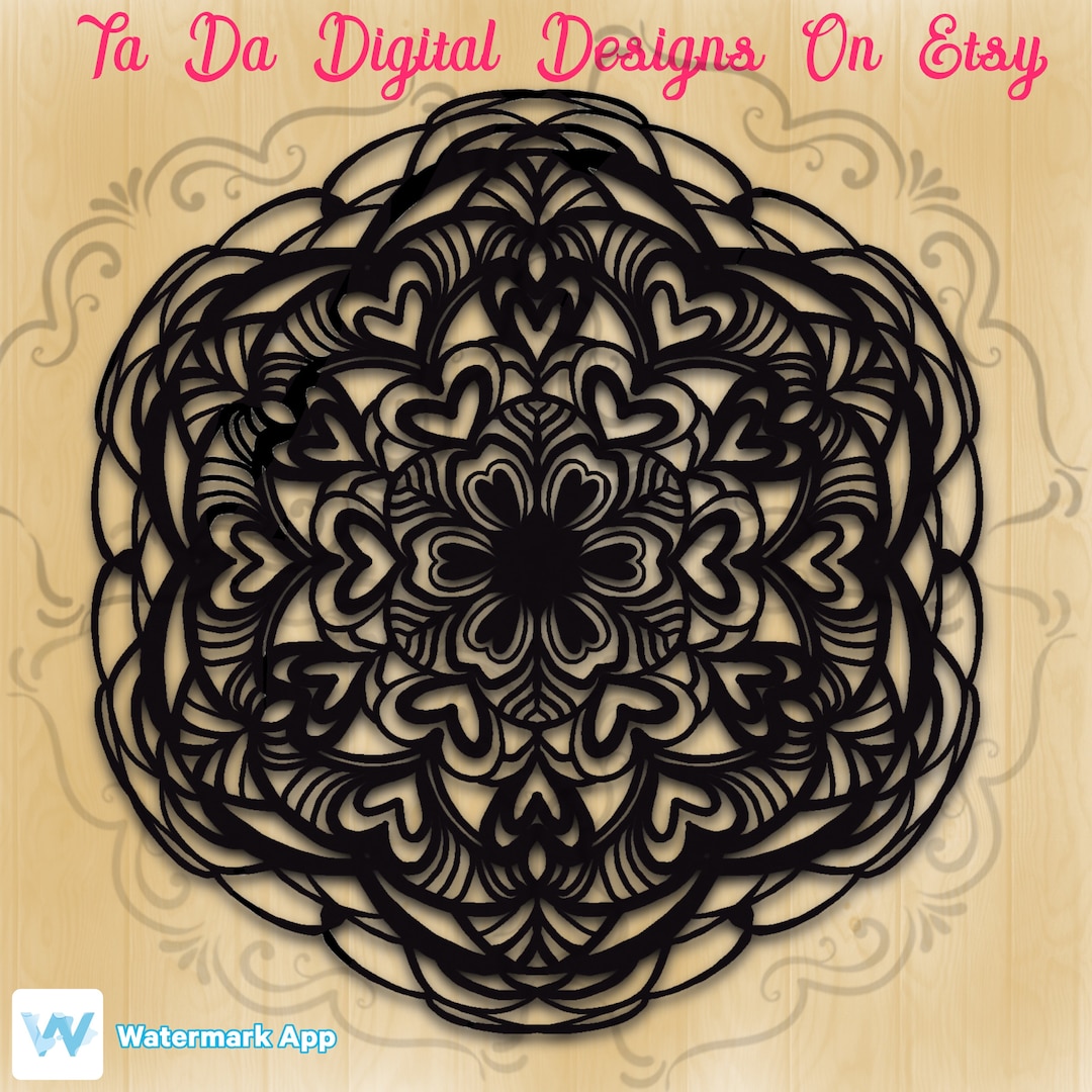 Heart Doily Mandala SVG Flower Design (digital Download) - Etsy