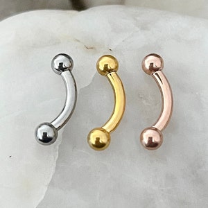 ASTM F136 Titanium 2.5mm Ball Internally Threaded Micro Curved Barbell Daith Rook Eyebrow 1.2mm 6mm