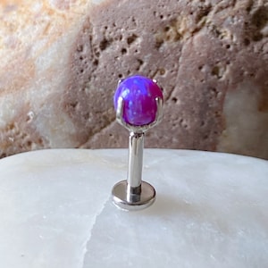 ASTM F136 Titanium 4mm Opal Ball Prong Set Labret Helix Conch Monroe Tragus 1.2mm 6/8mm