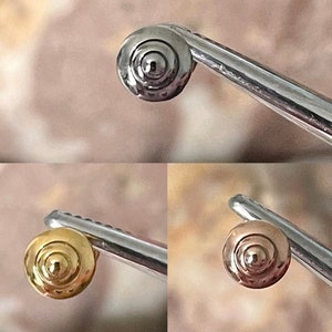 ASTM F136 Titanium Round Swirl Spiral Effect Internally Threaded Labret Tragus Monroe Cartilage Stud 1.2mm 6/8mm