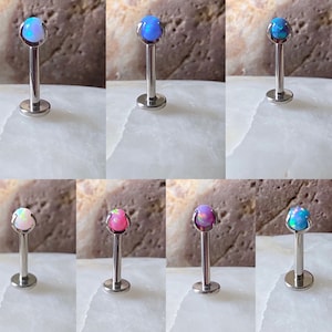 ASTM F136 Titanium 3mm Opal Ball Prong Set Labret Helix Conch Monroe Tragus 1.2mm 8mm - Choice of 7 Colours