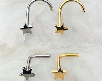 ASTM F136 Titanium Star Shaped Curved Screw or L Shaped Nose Stud 0.8mm