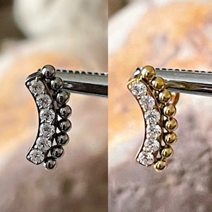 Conque Helix Helix en labret incurvée et perlée en titane ASTM F136, 1,2 mm 6/8 mm
