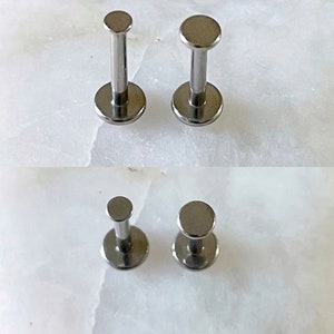 ASTM F136 Titanium 2/3/4mm Flat Disc Internally Threaded Labret Tragus Monroe Cartilage Stud 6/8mm