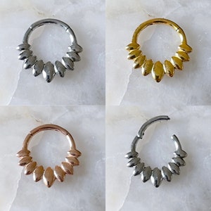 Marquise Shape Hinged Septum Clicker Daith Rook Cartilage Ring 1.2mm 8mm - Choice of 3 Colours