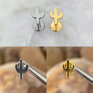 ASTM F136 Titanium Cactus Flower Plant Internally Threaded Labret Helix Conch Monroe Tragus 1.2mm 6/8mm