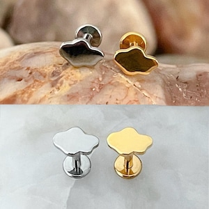 ASTM F136 Titanium Cloud Effect Labret Helix Conch Cartilage Tragus 1.2mm 6/8mm