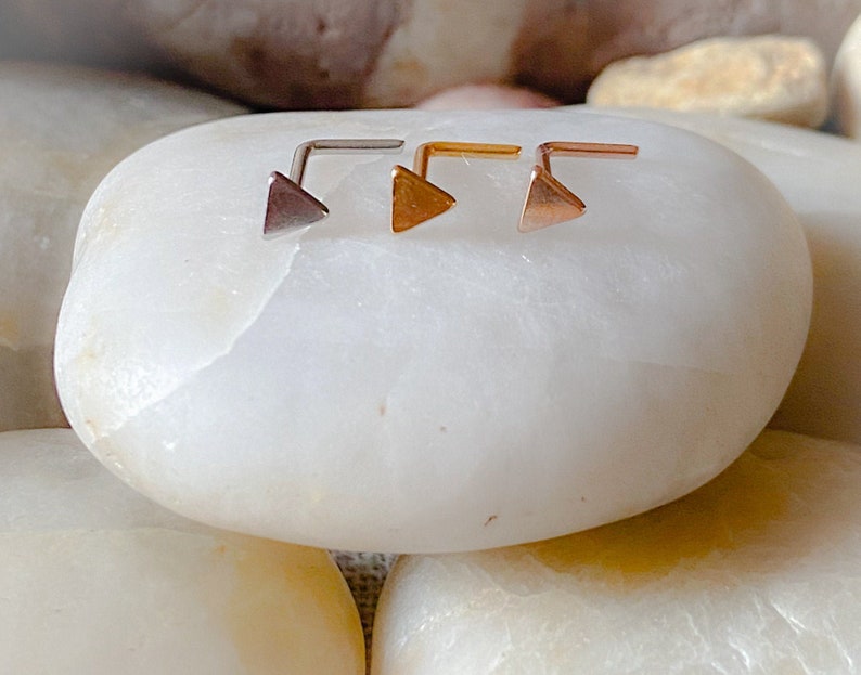 3mm Triangle L Shape Nose Stud 3 Colours Available