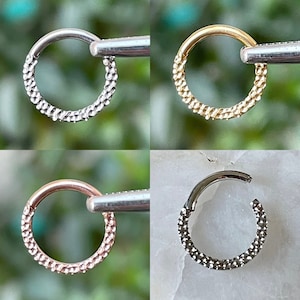 Hammer Effect Hinged Septum Clicker Daith Rook Ear Ring 1.2mm 8mm - Choice of 3 Colours