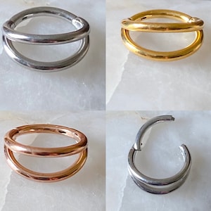Double Open Stack Hinged Septum Clicker Daith Rook Ear Ring 1.2mm 8mm - Choice of 2 Colours