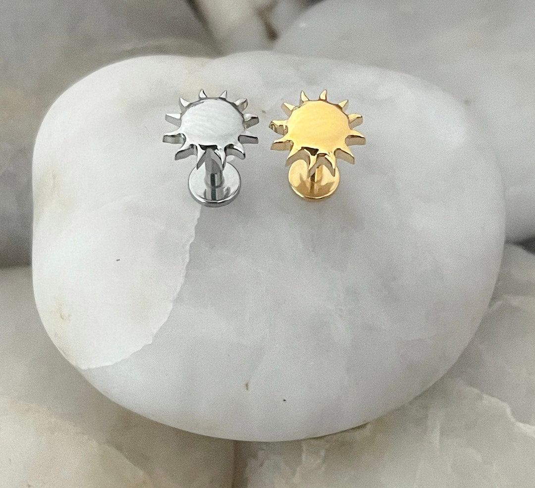 ASTM F136 Titanium Sunburst Sun Labret Helix Conch Cartilage Tragus 1 ...