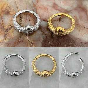 Wrapped Patterned Snake Hinged Septum Clicker Daith Rook Ear Ring 1.2mm 8mm